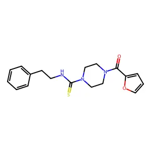 4-(furan-2-ylcarbonyl)-N-(2-phenylethyl)piperazine-1-carbothioamide structure
