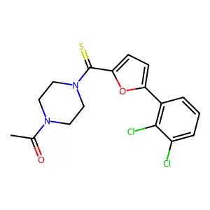 1-[4-[5-(2,3-Dichlorophenyl)furan-2-carbothioyl]piperazin-1-yl]ethanone structure
