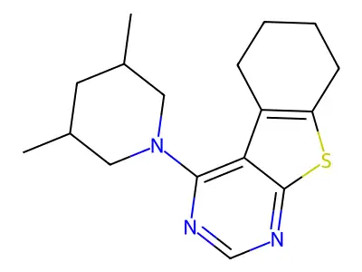 4-(3,5-Dimethylpiperidin-1-yl)-5,6,7,8-tetrahydro[1]benzothieno[2,3-d]pyrimidine structure