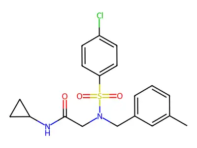 2-[(4-chlorophenyl)sulfonyl-[(3-methylphenyl)methyl]amino]-N-cyclopropylacetamide structure