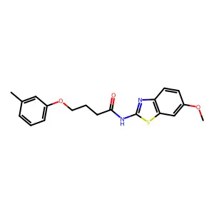 N-(6-methoxy-1,3-benzothiazol-2-yl)-4-(3-methylphenoxy)butanamide structure