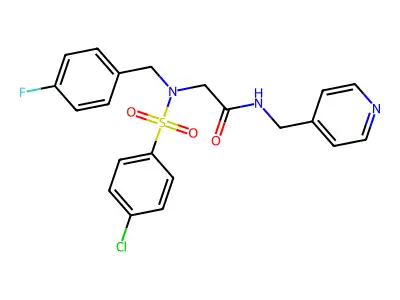 2-[(4-chlorophenyl)sulfonyl-[(4-fluorophenyl)methyl]amino]-N-(pyridin-4-ylmethyl)acetamide structure
