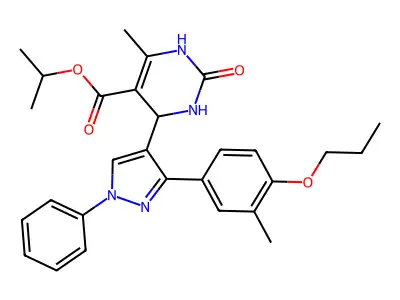 propan-2-yl 6-methyl-4-[3-(3-methyl-4-propoxyphenyl)-1-phenyl-1H-pyrazol-4-yl]-2-oxo-1,2,3,4-tetrahydropyrimidine-5-carboxylate structure