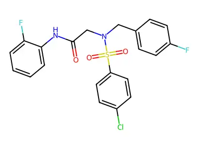 2-[(4-chlorophenyl)sulfonyl-[(4-fluorophenyl)methyl]amino]-N-(2-fluorophenyl)acetamide structure