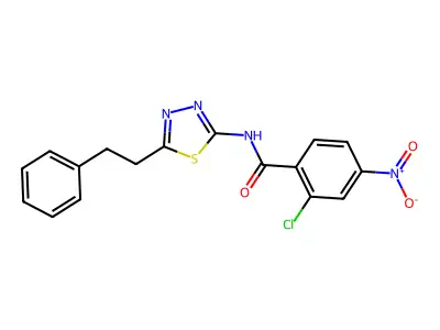 2-chloro-4-nitro-N-(5-phenethyl-1,3,4-thiadiazol-2-yl)benzamide structure