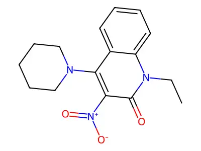 1-ethyl-3-nitro-4-(piperidin-1-yl)quinolin-2(1H)-one structure