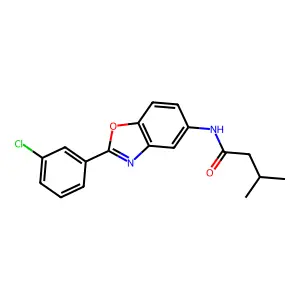 N-[2-(3-chlorophenyl)-1,3-benzoxazol-5-yl]-3-methylbutanamide structure