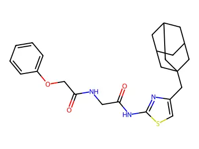 N-[4-(1-adamantylmethyl)-1,3-thiazol-2-yl]-2-[(2-phenoxyacetyl)amino]acetamide structure