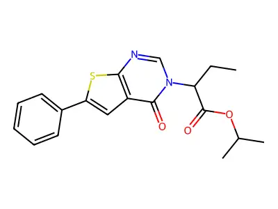 Propan-2-yl 2-(4-oxo-6-phenylthieno[2,3-d]pyrimidin-3-yl)butanoate structure