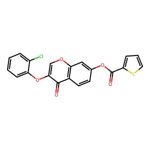 3-(2-chlorophenoxy)-4-oxo-4H-chromen-7-yl thiophene-2-carboxylate structure