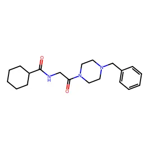 N-[2-(4-benzylpiperazin-1-yl)-2-oxoethyl]cyclohexanecarboxamide structure
