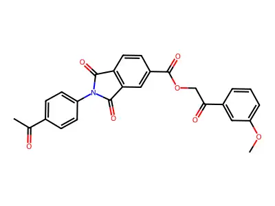 [2-(3-methoxyphenyl)-2-oxo-ethyl] 2-(4-acetylphenyl)-1,3-dioxo-isoindole-5-carboxylate structure