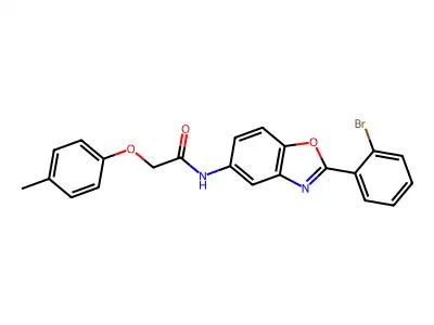 N-[2-(2-bromophenyl)-1,3-benzoxazol-5-yl]-2-(4-methylphenoxy)acetamide structure