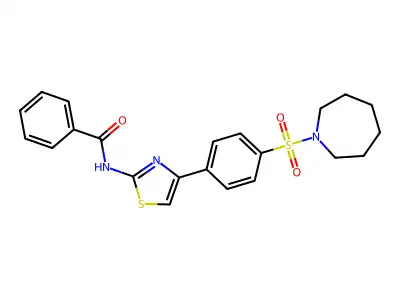 N-{4-[4-(1-azepanylsulfonyl)phenyl]-1,3-thiazol-2-yl}benzamide structure