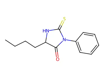 Phenylthiohydantoin-norleucine structure