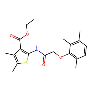 ethyl 4,5-dimethyl-2-{[(2,3,6-trimethylphenoxy)acetyl]amino}thiophene-3-carboxylate structure