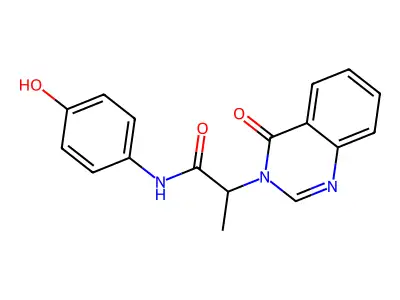 N-(4-hydroxyphenyl)-2-(4-oxoquinazolin-3-yl)propanamide structure