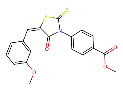 methyl 4-[(5E)-5-(3-methoxybenzylidene)-4-oxo-2-thioxo-1,3-thiazolidin-3-yl]benzoate structure