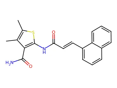 4,5-dimethyl-2-[[(E)-3-naphthalen-1-ylprop-2-enoyl]amino]thiophene-3-carboxamide structure