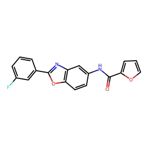 N-[2-(3-fluorophenyl)-1,3-benzoxazol-5-yl]-2-furamide structure