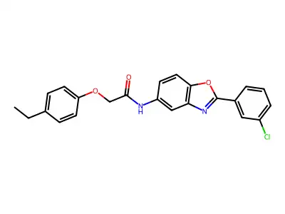 N-[2-(3-chlorophenyl)-1,3-benzoxazol-5-yl]-2-(4-ethylphenoxy)acetamide structure