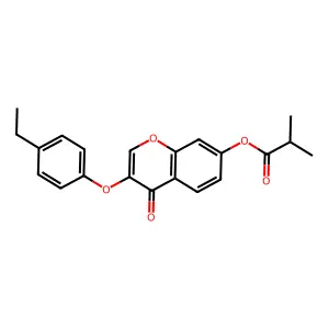 3-(4-ethylphenoxy)-4-oxo-4H-chromen-7-yl 2-methylpropanoate structure