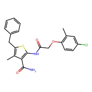 5-benzyl-2-{[(4-chloro-2-methylphenoxy)acetyl]amino}-4-methyl-3-thiophenecarboxamide structure