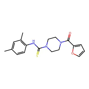 N-(2,4-dimethylphenyl)-4-(furan-2-carbonyl)piperazine-1-carbothioamide structure