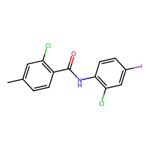 2-chloro-N-(2-chloro-4-iodophenyl)-4-methylbenzamide structure