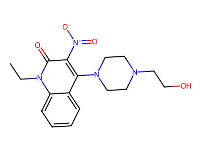 1-ethyl-4-[4-(2-hydroxyethyl)piperazin-1-yl]-3-nitroquinolin-2(1H)-one structure