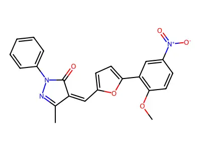 (4Z)-4-[[5-(2-methoxy-5-nitrophenyl)furan-2-yl]methylidene]-5-methyl-2-phenylpyrazol-3-one structure