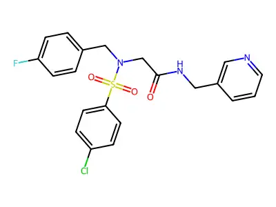 2-[(4-chlorophenyl)sulfonyl-[(4-fluorophenyl)methyl]amino]-N-(pyridin-3-ylmethyl)acetamide structure