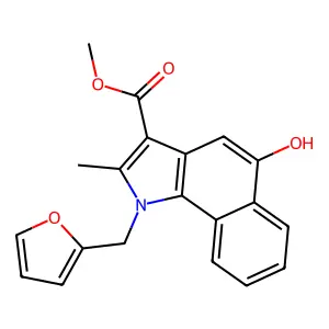 methyl 1-(furan-2-ylmethyl)-5-hydroxy-2-methyl-1H-benzo[g]indole-3-carboxylate structure