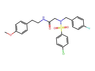 2-[(4-chlorophenyl)sulfonyl-[(4-fluorophenyl)methyl]amino]-N-[2-(4-methoxyphenyl)ethyl]acetamide structure