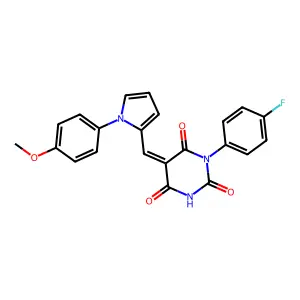 (5E)-1-(4-fluorophenyl)-5-[[1-(4-methoxyphenyl)pyrrol-2-yl]methylidene]-1,3-diazinane-2,4,6-trione structure