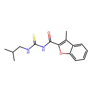 N-isobutyl-N'-[(3-methyl-1-benzofuran-2-yl)carbonyl]thiourea structure