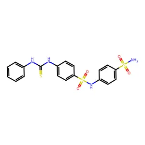 N-[4-(aminosulfonyl)phenyl]-4-[(anilinocarbonothioyl)amino]benzenesulfonamide structure