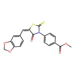 methyl 4-[(5E)-5-(1,3-benzodioxol-5-ylmethylidene)-4-oxo-2-thioxo-1,3-thiazolidin-3-yl]benzoate structure