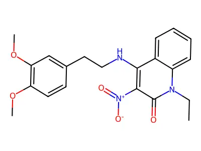 4-((3,4-dimethoxyphenethyl)amino)-1-ethyl-3-nitroquinolin-2(1H)-one structure