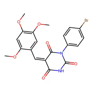 (5E)-1-(4-bromophenyl)-5-(2,4,5-trimethoxybenzylidene)pyrimidine-2,4,6(1H,3H,5H)-trione structure