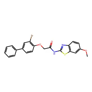 2-(2-bromo-4-phenylphenoxy)-N-(6-methoxy-1,3-benzothiazol-2-yl)acetamide structure