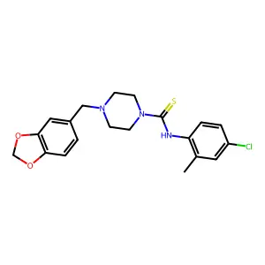 4-(1,3-benzodioxol-5-ylmethyl)-N-(4-chloro-2-methylphenyl)piperazine-1-carbothioamide structure