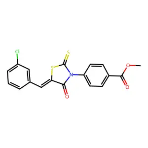 methyl 4-[(5Z)-5-(3-chlorobenzylidene)-4-oxo-2-thioxo-1,3-thiazolidin-3-yl]benzoate structure