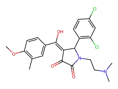 5-(2,4-dichlorophenyl)-1-(2-dimethylaminoethyl)-4-[hydroxy-(4-methoxy-3-methylphenyl)methylidene]pyrrolidine-2,3-dione structure
