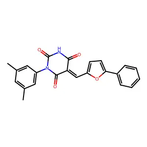 (5E)-1-(3,5-dimethylphenyl)-5-[(5-phenylfuran-2-yl)methylidene]-1,3-diazinane-2,4,6-trione structure