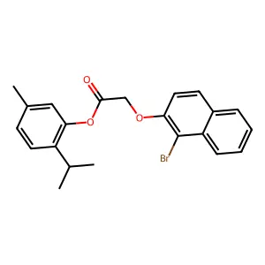 2-Isopropyl-5-methylphenyl [(1-bromo-2-naphthyl)oxy]acetate structure