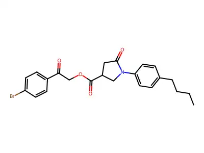 2-(4-Bromophenyl)-2-oxoethyl 1-(4-butylphenyl)-5-oxopyrrolidine-3-carboxylate structure