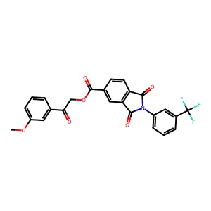 [2-(3-methoxyphenyl)-2-oxo-ethyl] 1,3-dioxo-2-[3-(trifluoromethyl)phenyl]isoindole-5-carboxylate structure