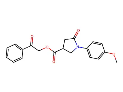 2-Oxo-2-phenylethyl 1-(4-methoxyphenyl)-5-oxo-3-pyrrolidinecarboxylate structure