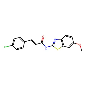 (E)-3-(4-chlorophenyl)-N-(6-methoxy-1,3-benzothiazol-2-yl)prop-2-enamide structure